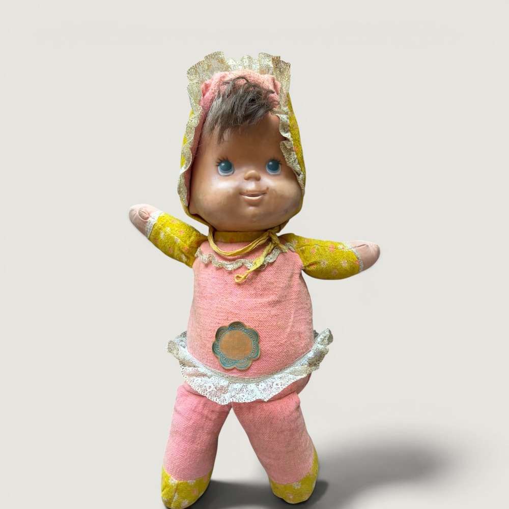 See Video 1970s Creepy Talking Doll WORKS Mattel Plush Baby Doll Vintage